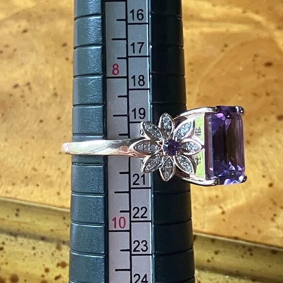 Natural Rose de France Sterling Silver Cocktail Ring Size 9 - Picture 7 of 8